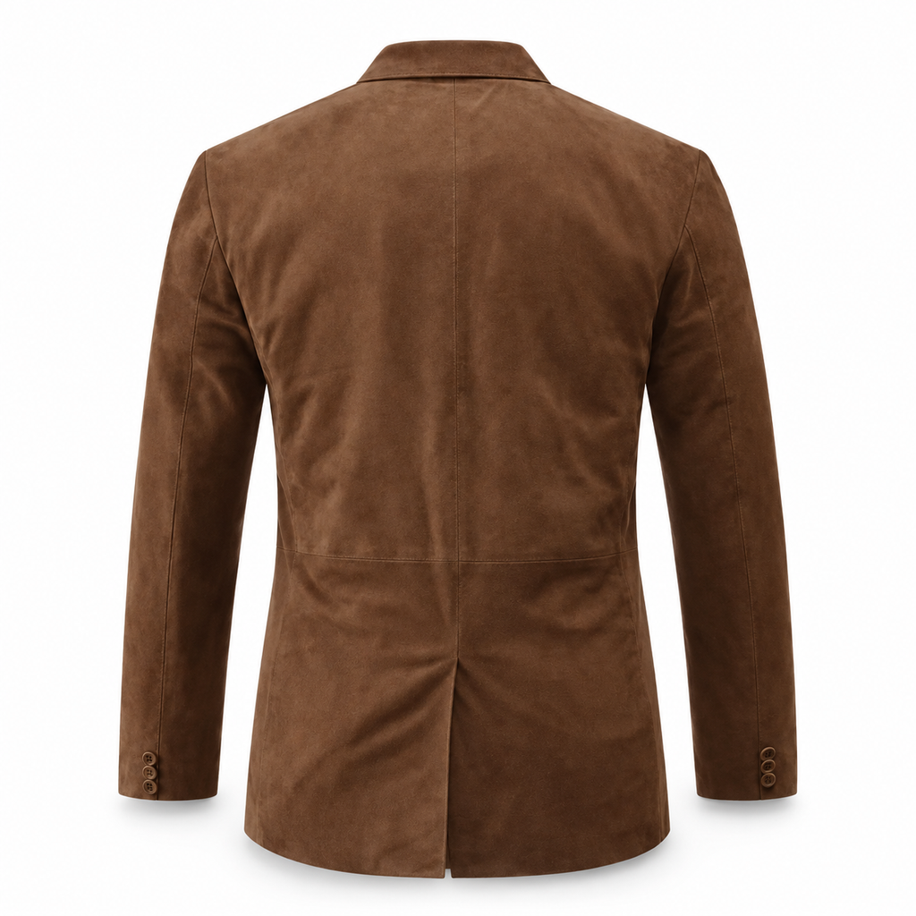 Men Brown Premium Original Suede Leather Blazer