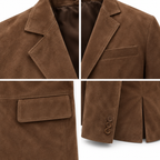 Men Brown Premium Original Suede Leather Blazer
