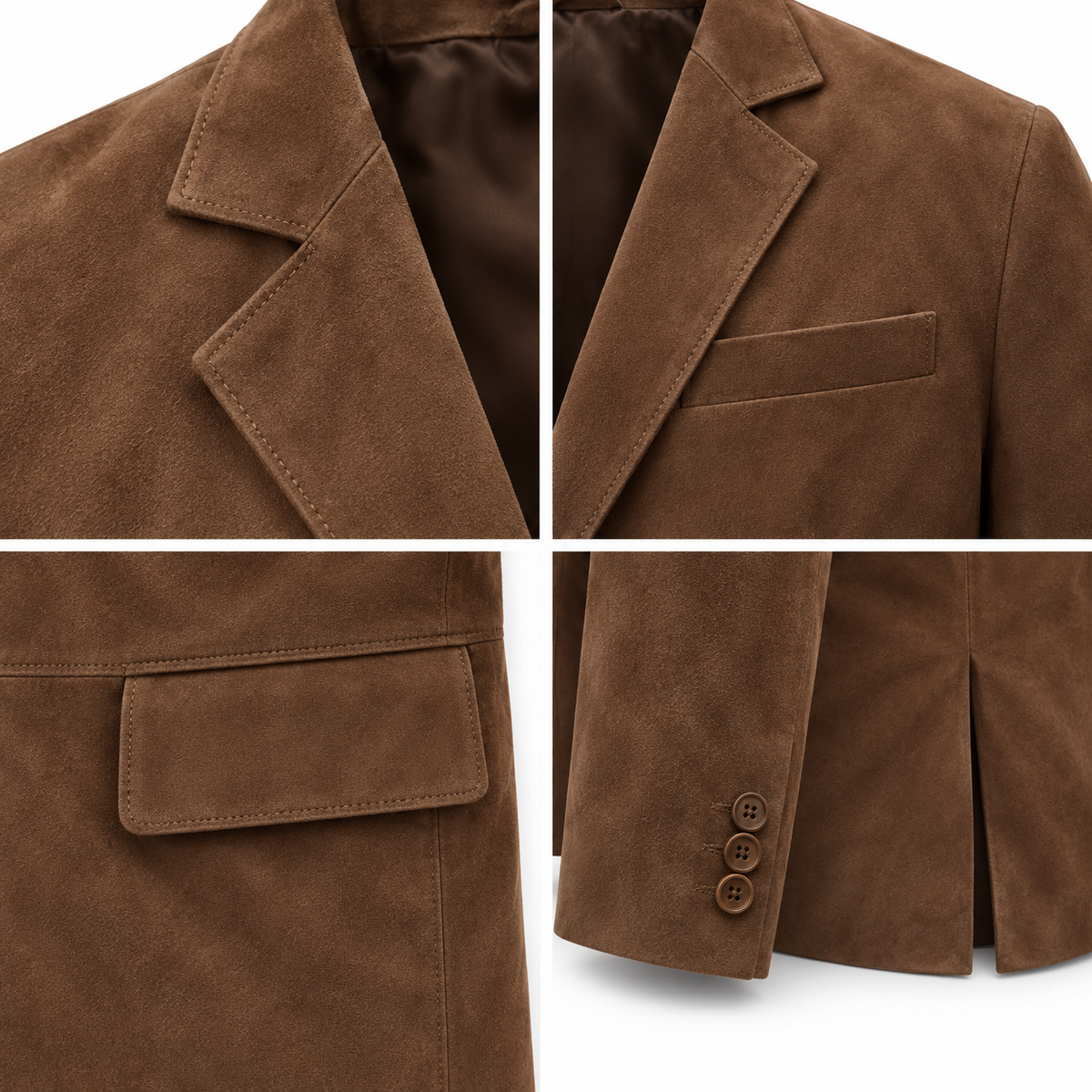 Men Brown Premium Original Suede Leather Blazer