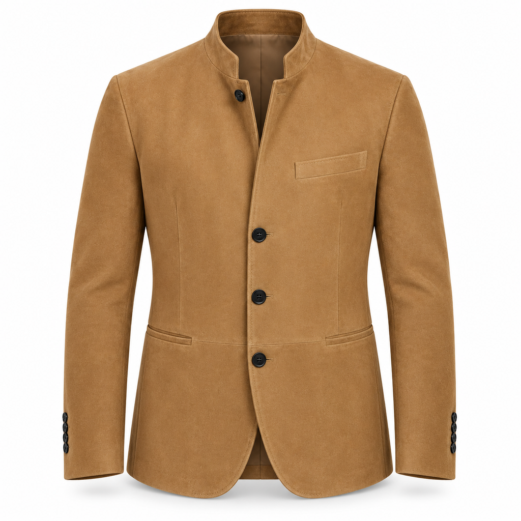 Men Brown Premium Suede Genuine Leather Original Blazer