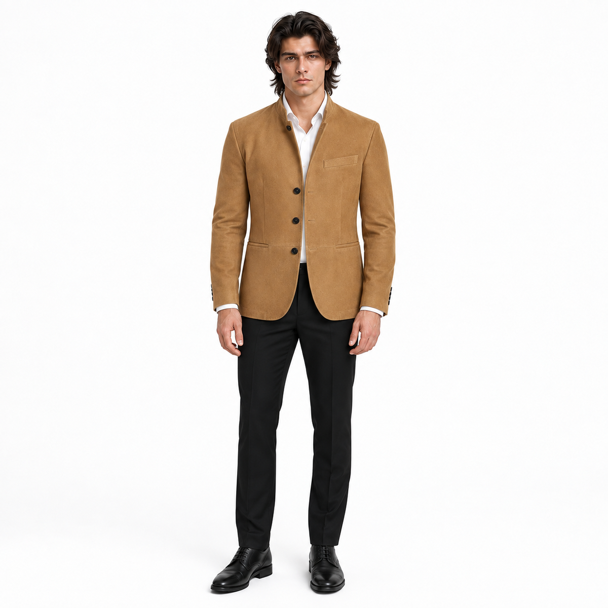 Men Brown Premium Suede Genuine Leather Original Blazer