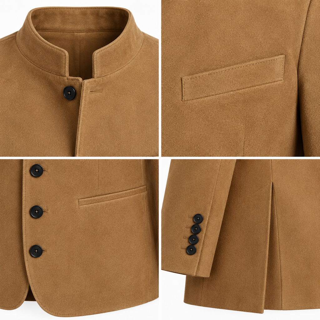 Men Brown Premium Suede Genuine Leather Original Blazer