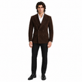 Men Premium Dark Brown Double-Breasted Suede Leather Blazer