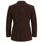 Men Premium Dark Brown Double-Breasted Suede Leather Blazer