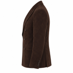 Men Premium Dark Brown Double-Breasted Suede Leather Blazer
