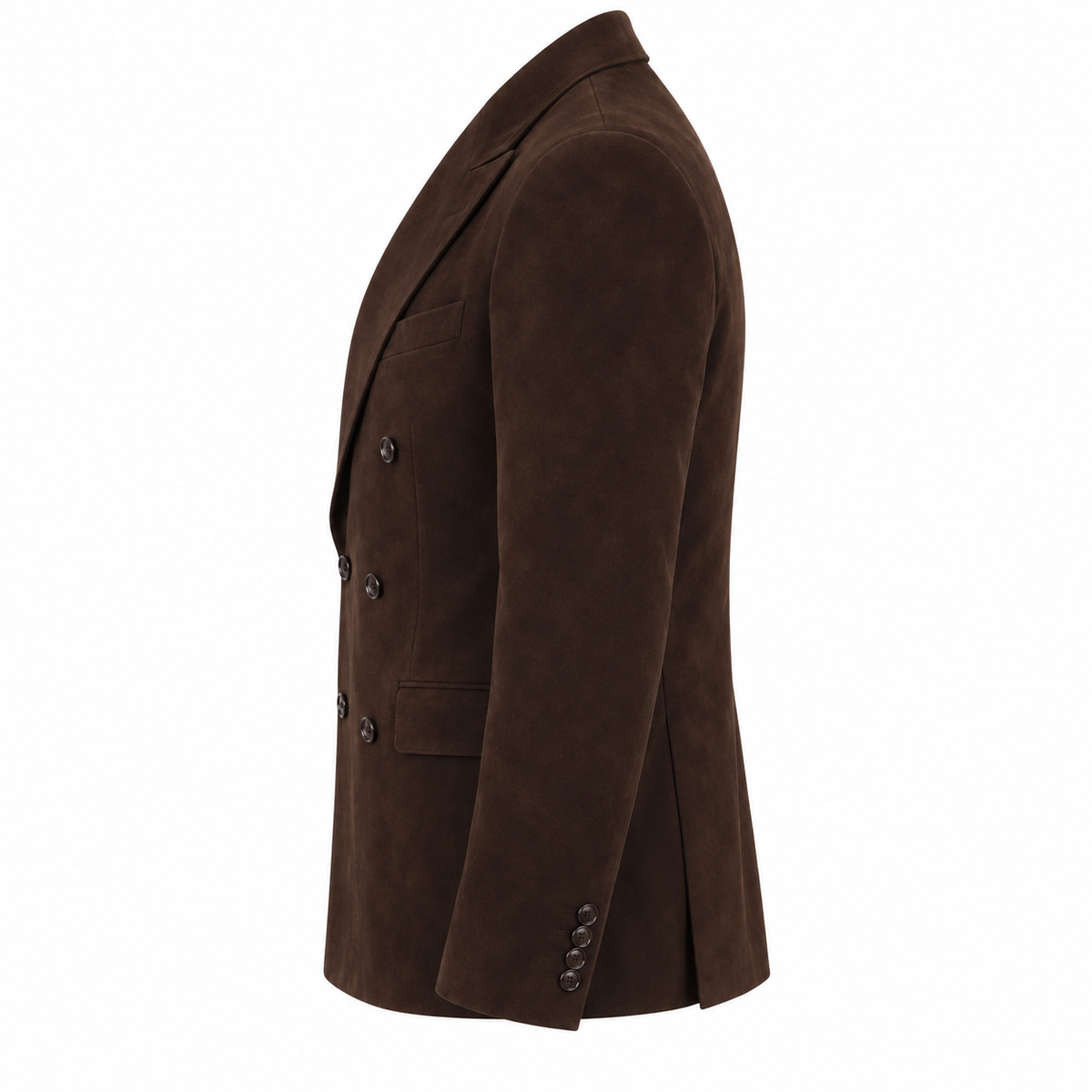 Men Premium Dark Brown Double-Breasted Suede Leather Blazer