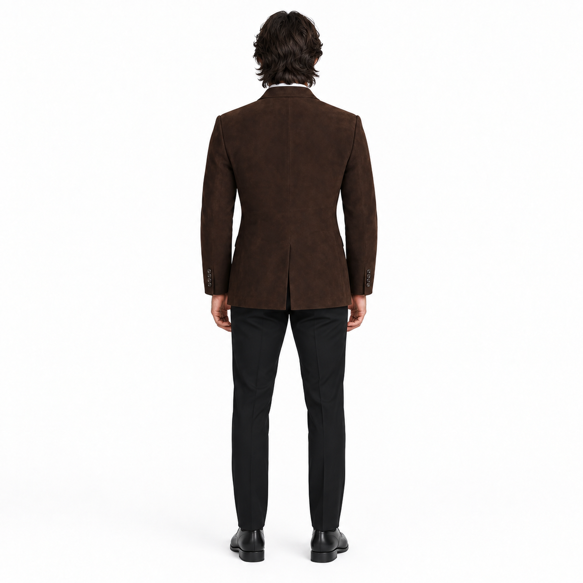 Men Premium Dark Brown Double-Breasted Suede Leather Blazer