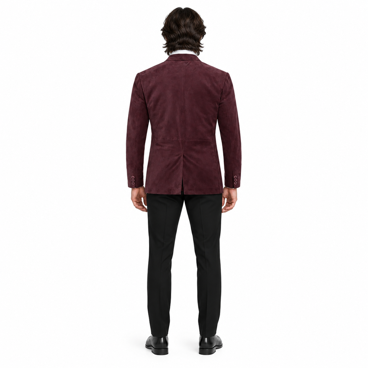 Men Premium Burgundy Original Suede Leather Blazer