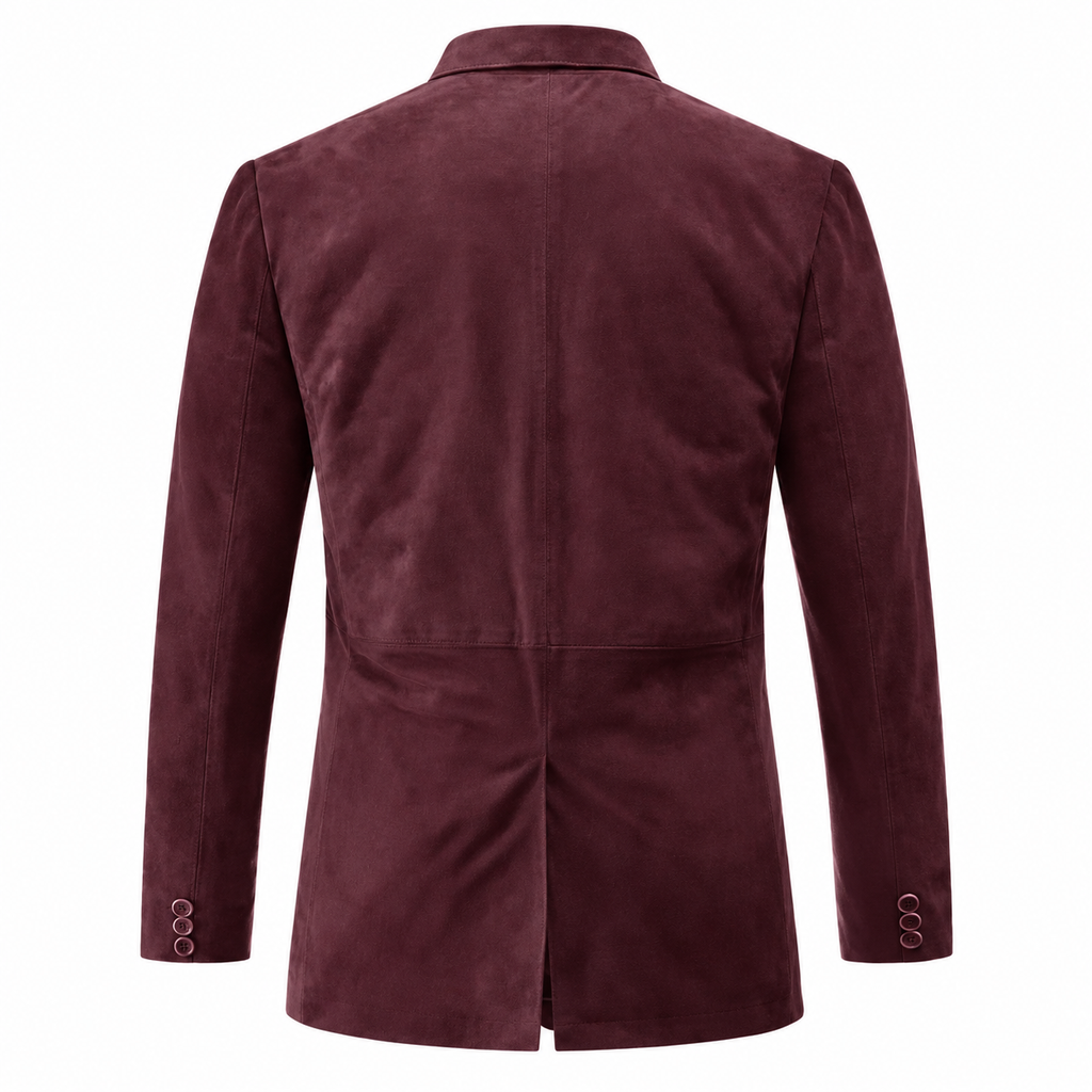Men Premium Burgundy Original Suede Leather Blazer