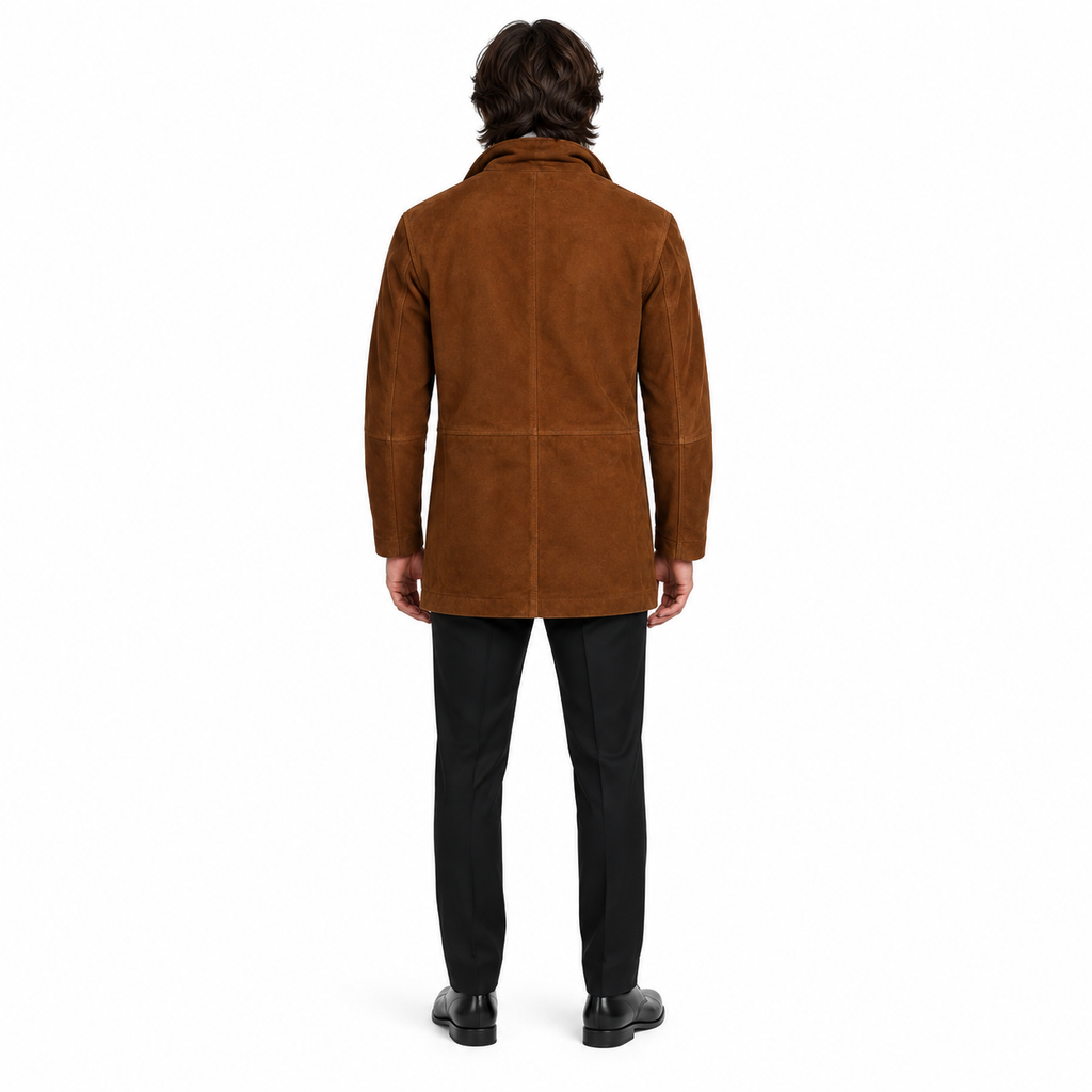 Men Brown Premium Suede Original Leather Blazer