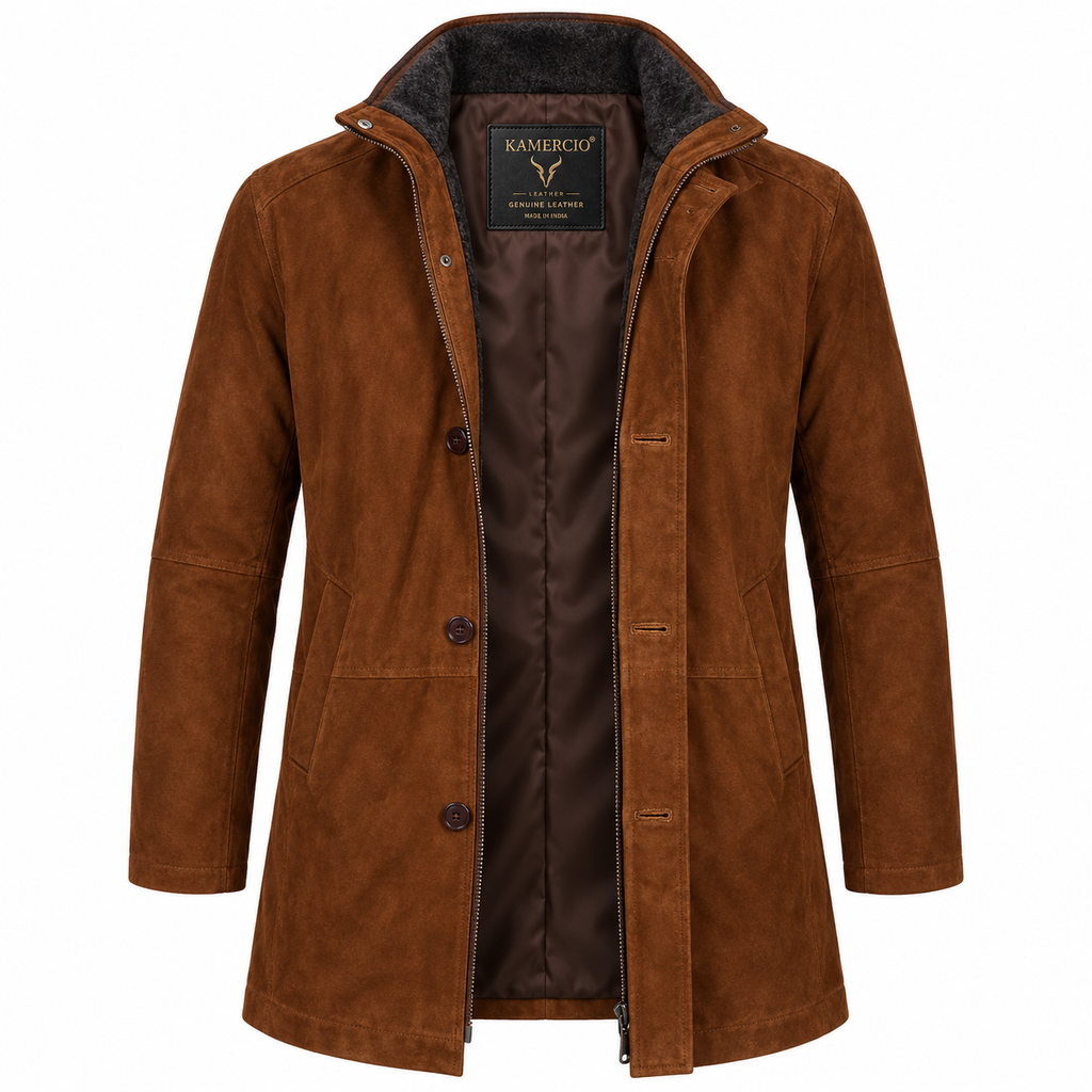 Men Brown Premium Suede Original Leather Blazer