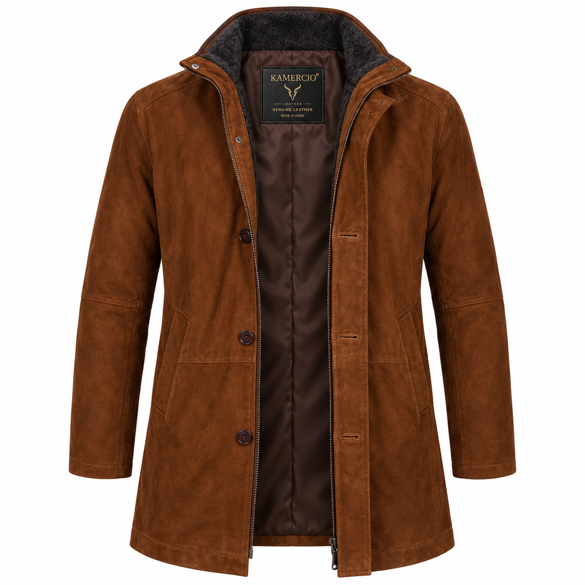 Men Brown Premium Suede Original Leather Blazer