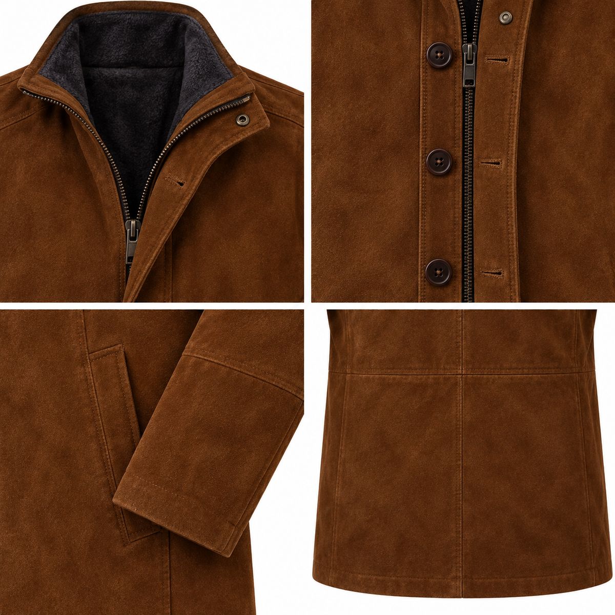 Men Brown Premium Suede Original Leather Blazer