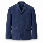 Men Premium Navy Blue Original Suede Leather Blazer
