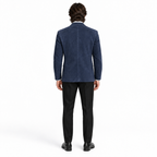 Men Premium Navy Blue Original Suede Leather Blazer