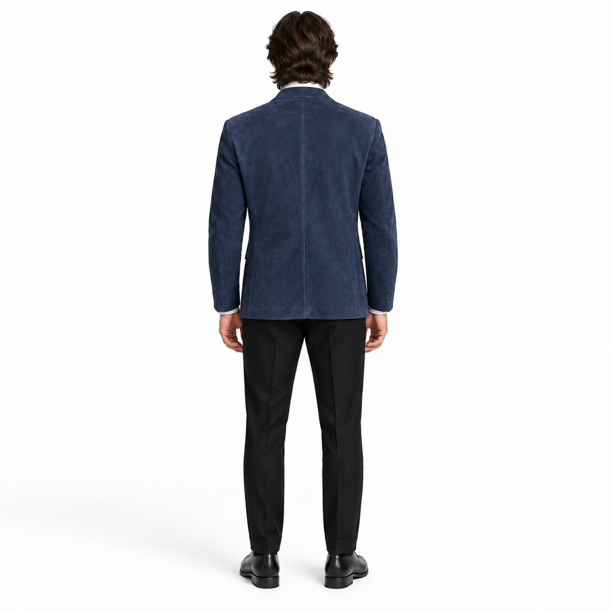 Men Premium Navy Blue Original Suede Leather Blazer
