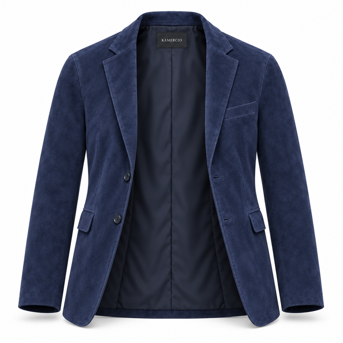 Men Premium Navy Blue Original Suede Leather Blazer