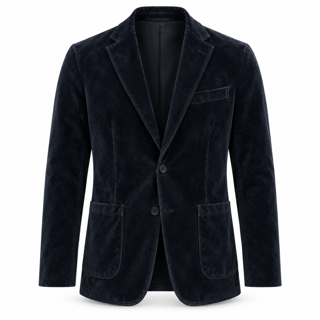 Men Navy Blue Premium Original Suede Leather Blazer