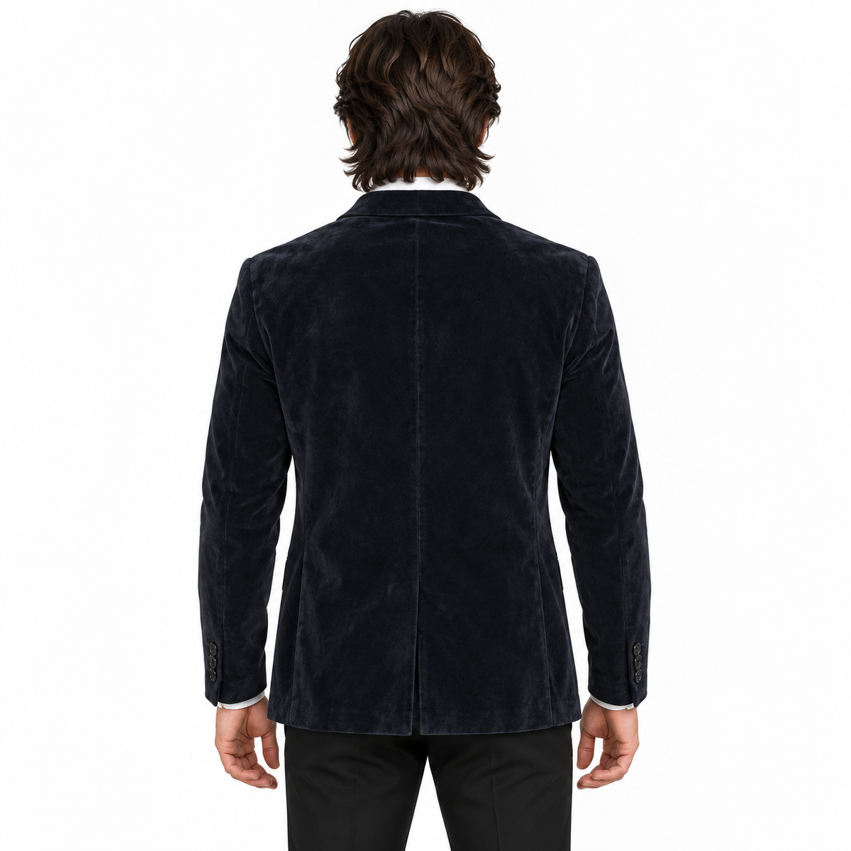 Men Navy Blue Premium Original Suede Leather Blazer