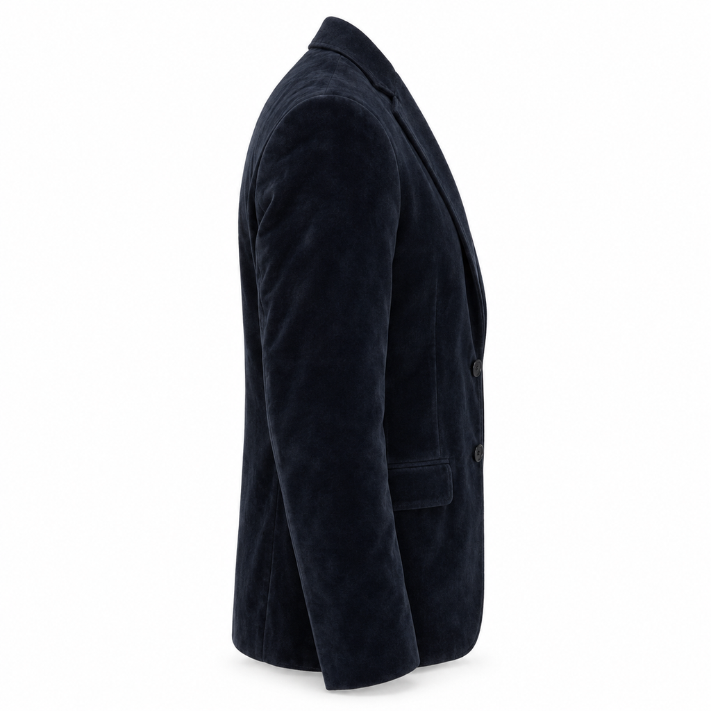 Men Navy Blue Premium Original Suede Leather Blazer