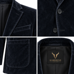 Men Navy Blue Premium Original Suede Leather Blazer
