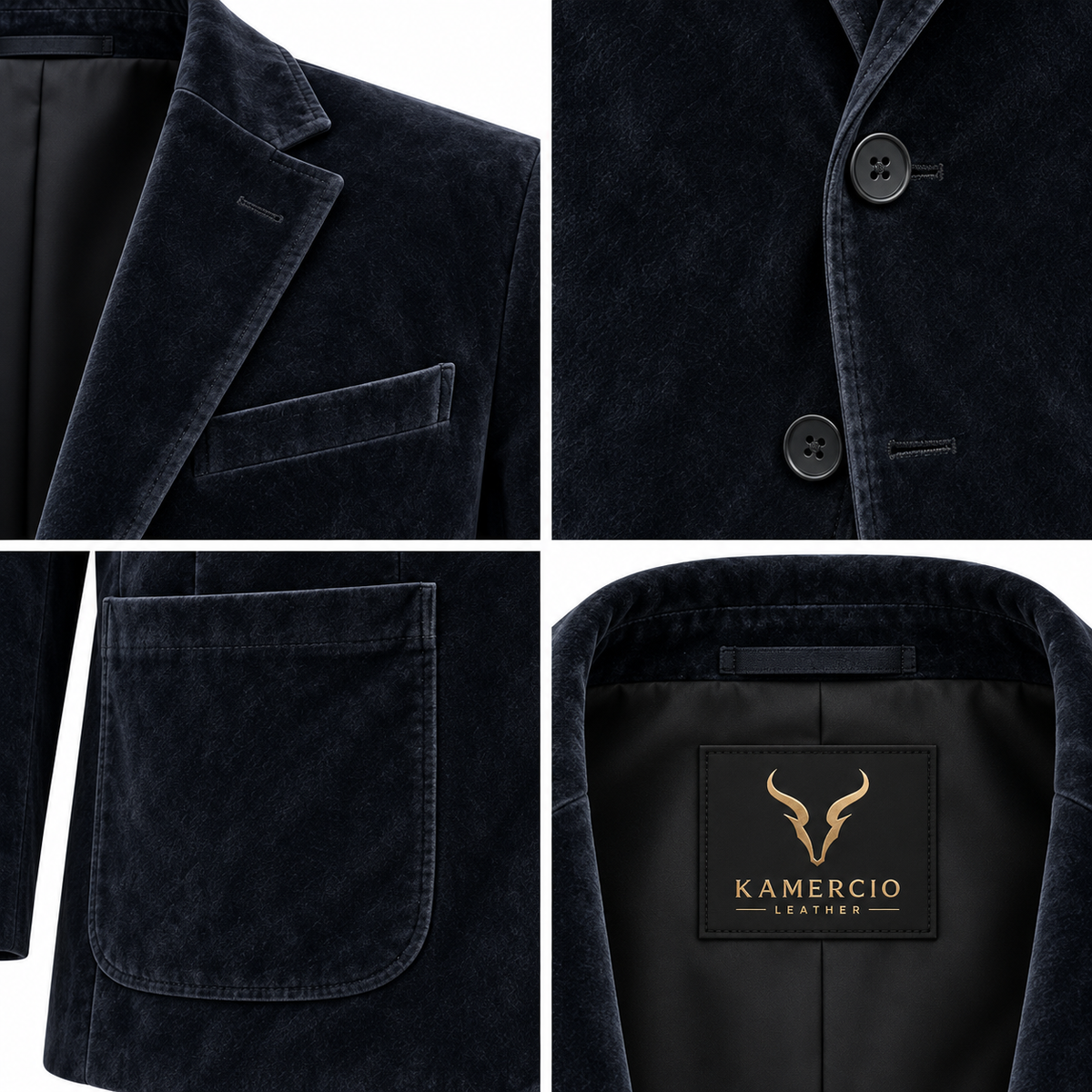 Men Navy Blue Premium Original Suede Leather Blazer