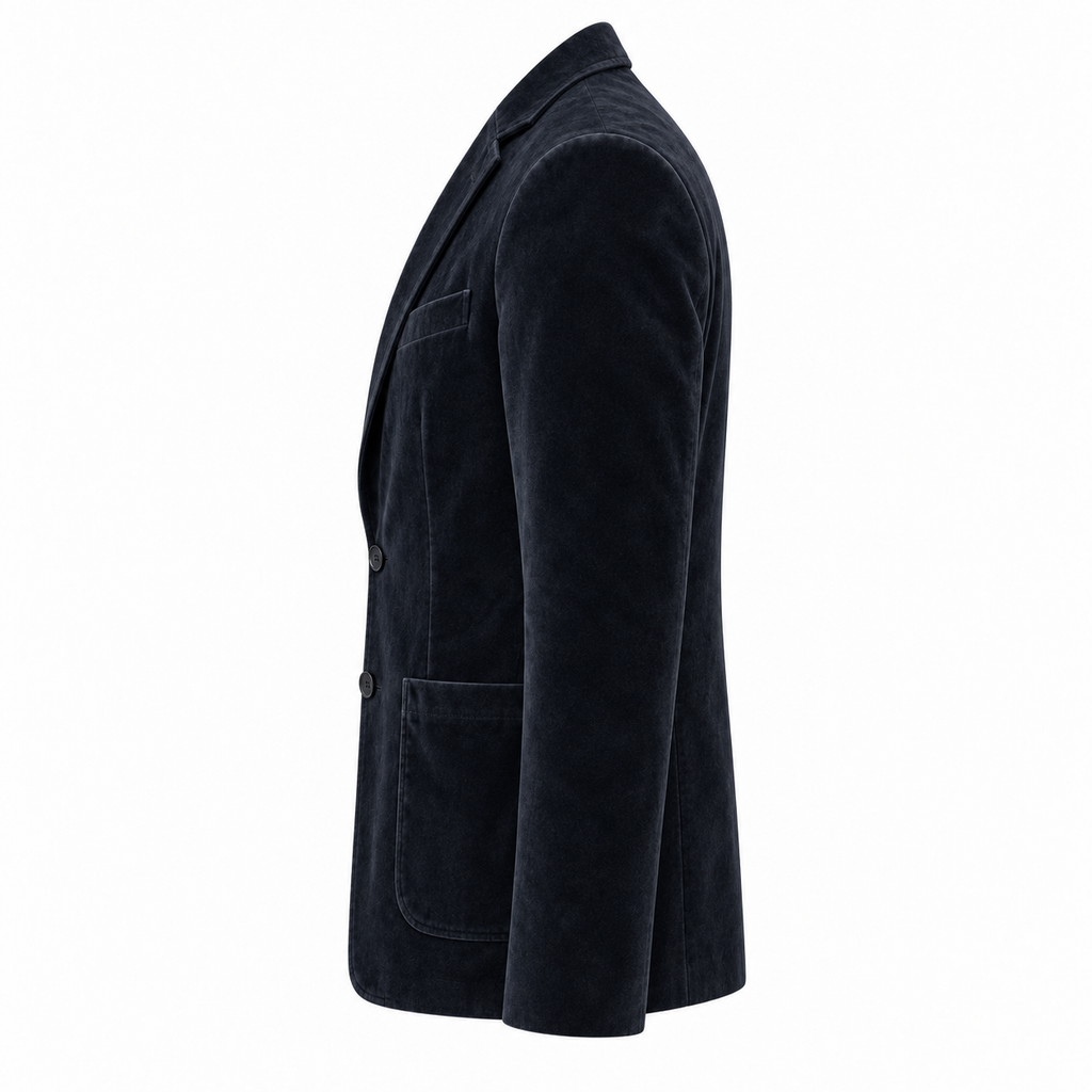 Men Navy Blue Premium Original Suede Leather Blazer