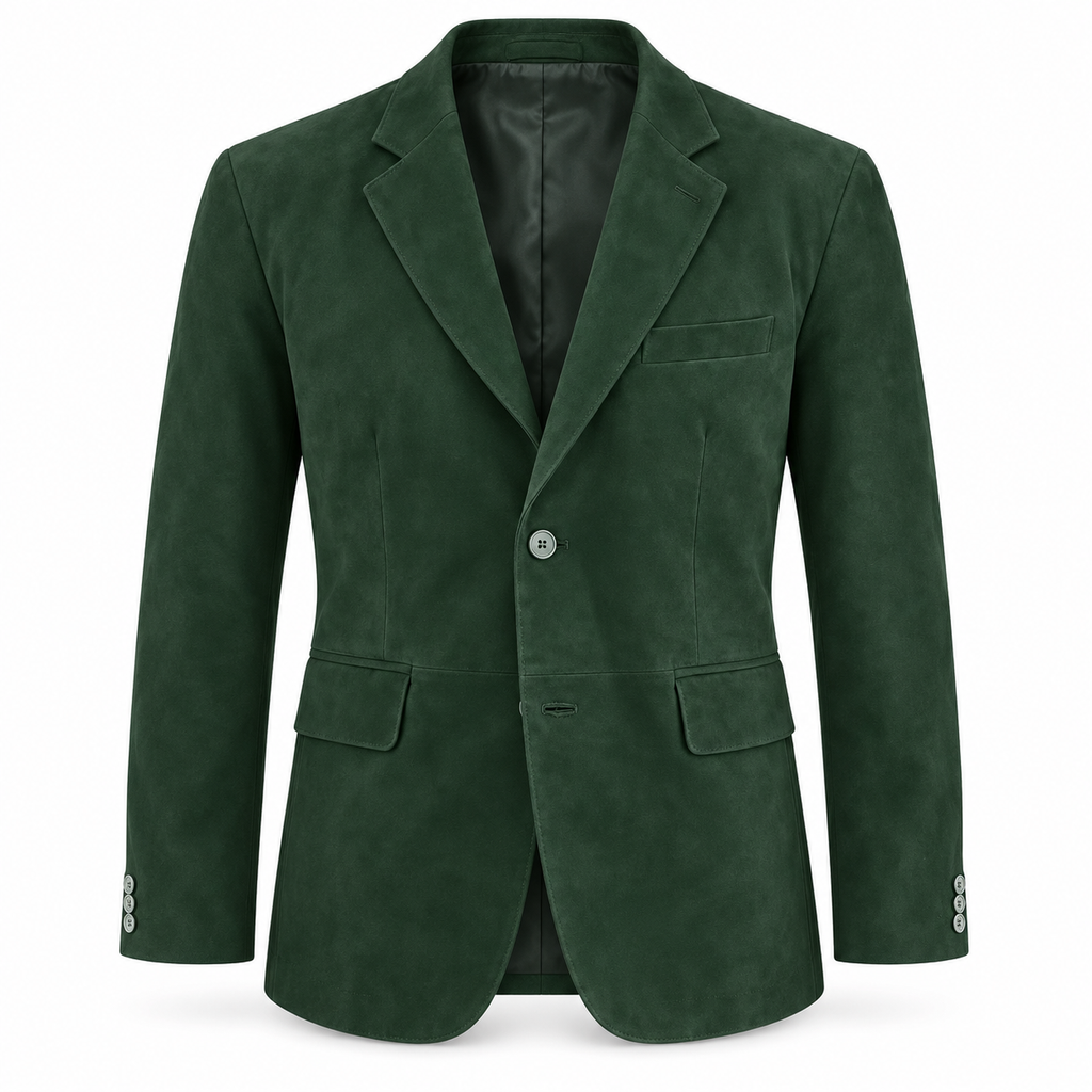 Men Premium Green Suede Original Leather Blazer