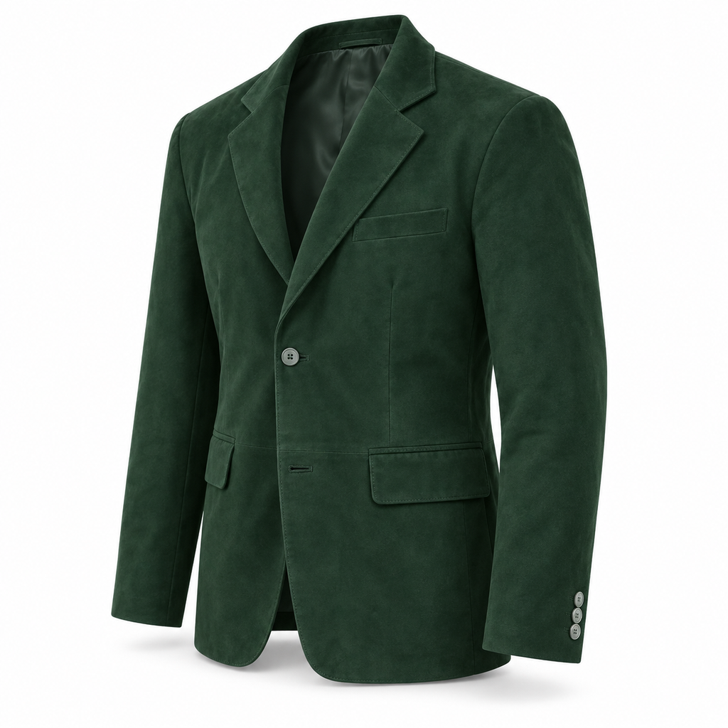 Men Premium Green Suede Original Leather Blazer