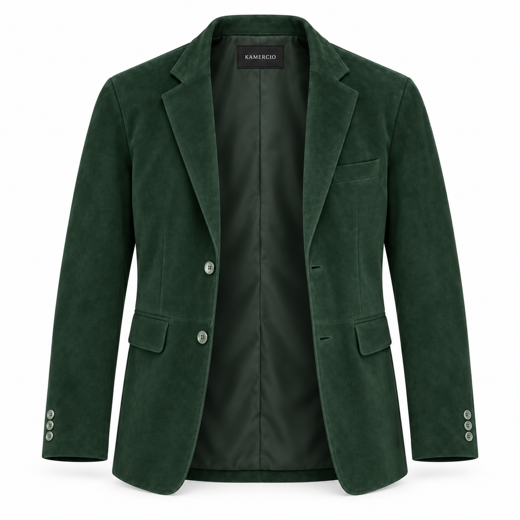 Men Premium Green Suede Original Leather Blazer