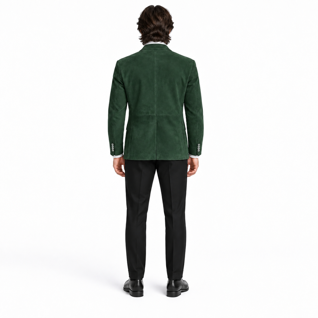 Men Premium Green Suede Original Leather Blazer