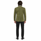Men Premium Original Olive Green Suede Leather Blazer