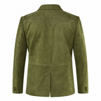 Men Premium Original Olive Green Suede Leather Blazer