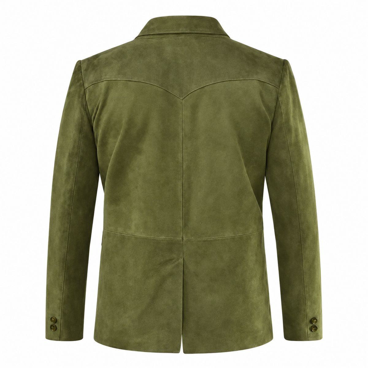 Men Premium Original Olive Green Suede Leather Blazer
