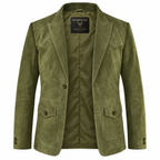 Men Premium Original Olive Green Suede Leather Blazer