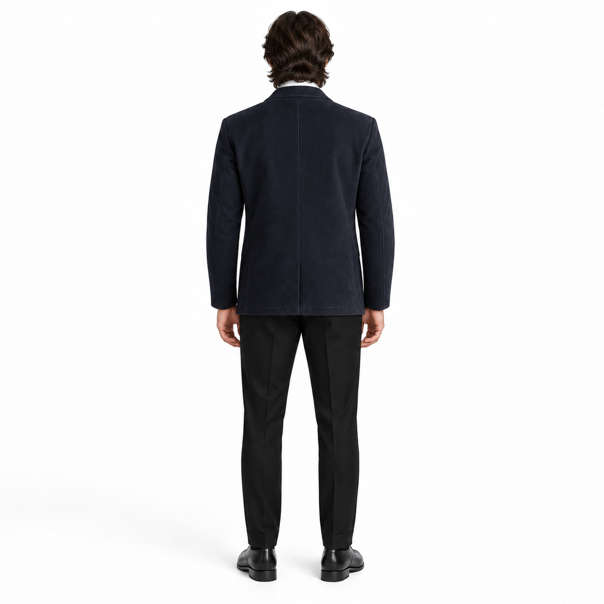 Men Original Navy Blue Suede Premium Leather Blazer
