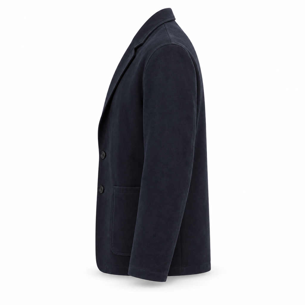 Men Original Navy Blue Suede Premium Leather Blazer