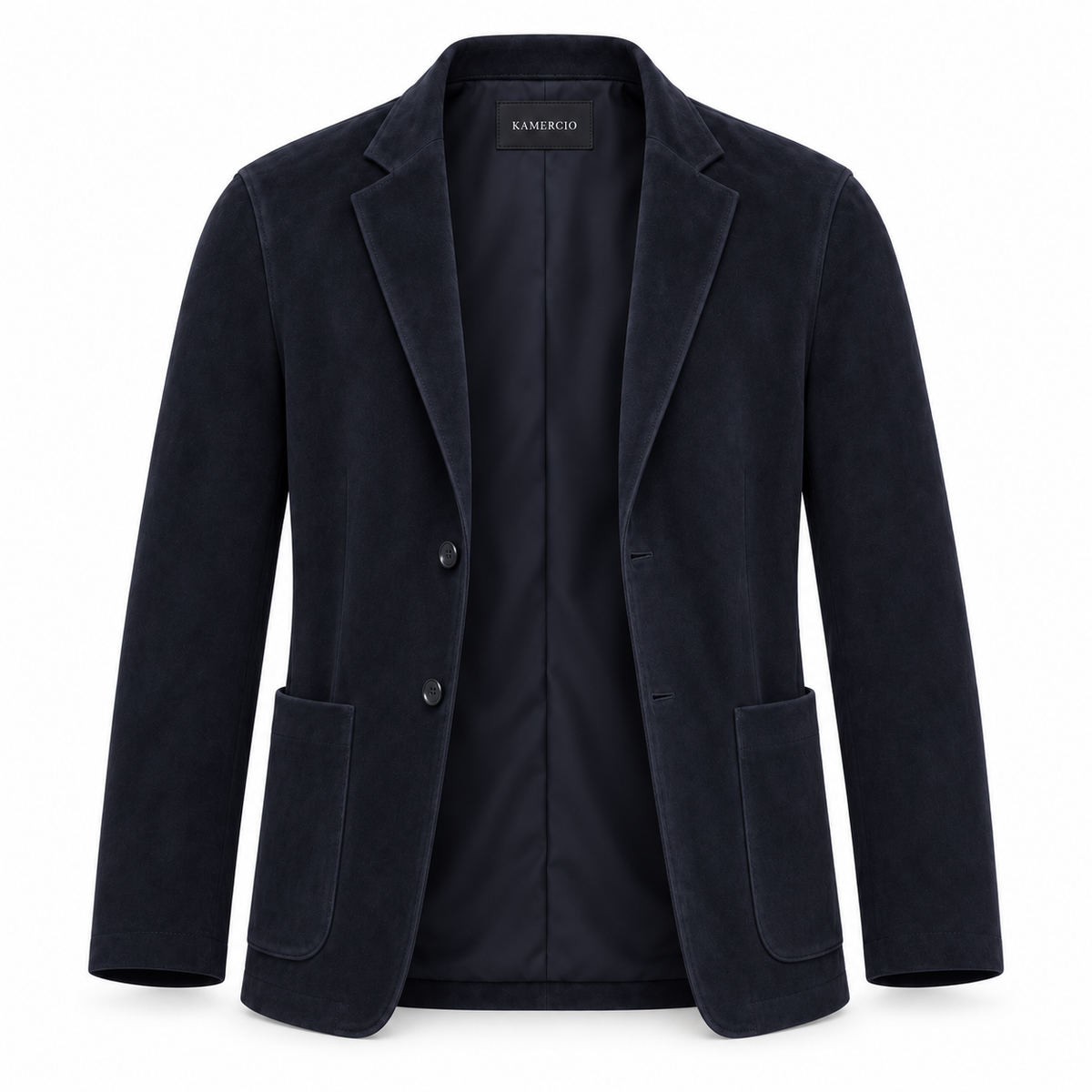 Men Original Navy Blue Suede Premium Leather Blazer