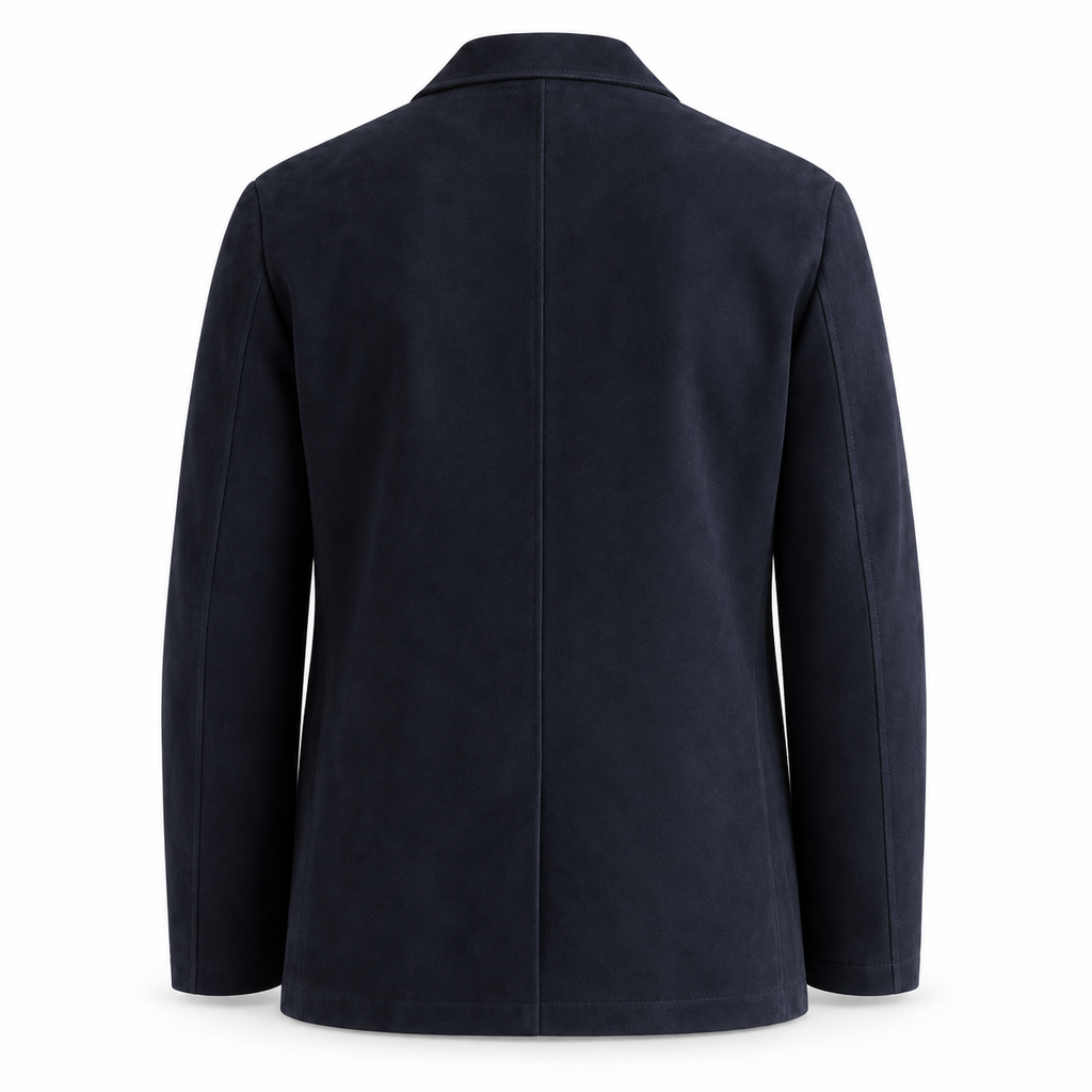 Men Original Navy Blue Suede Premium Leather Blazer