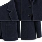 Men Original Navy Blue Suede Premium Leather Blazer