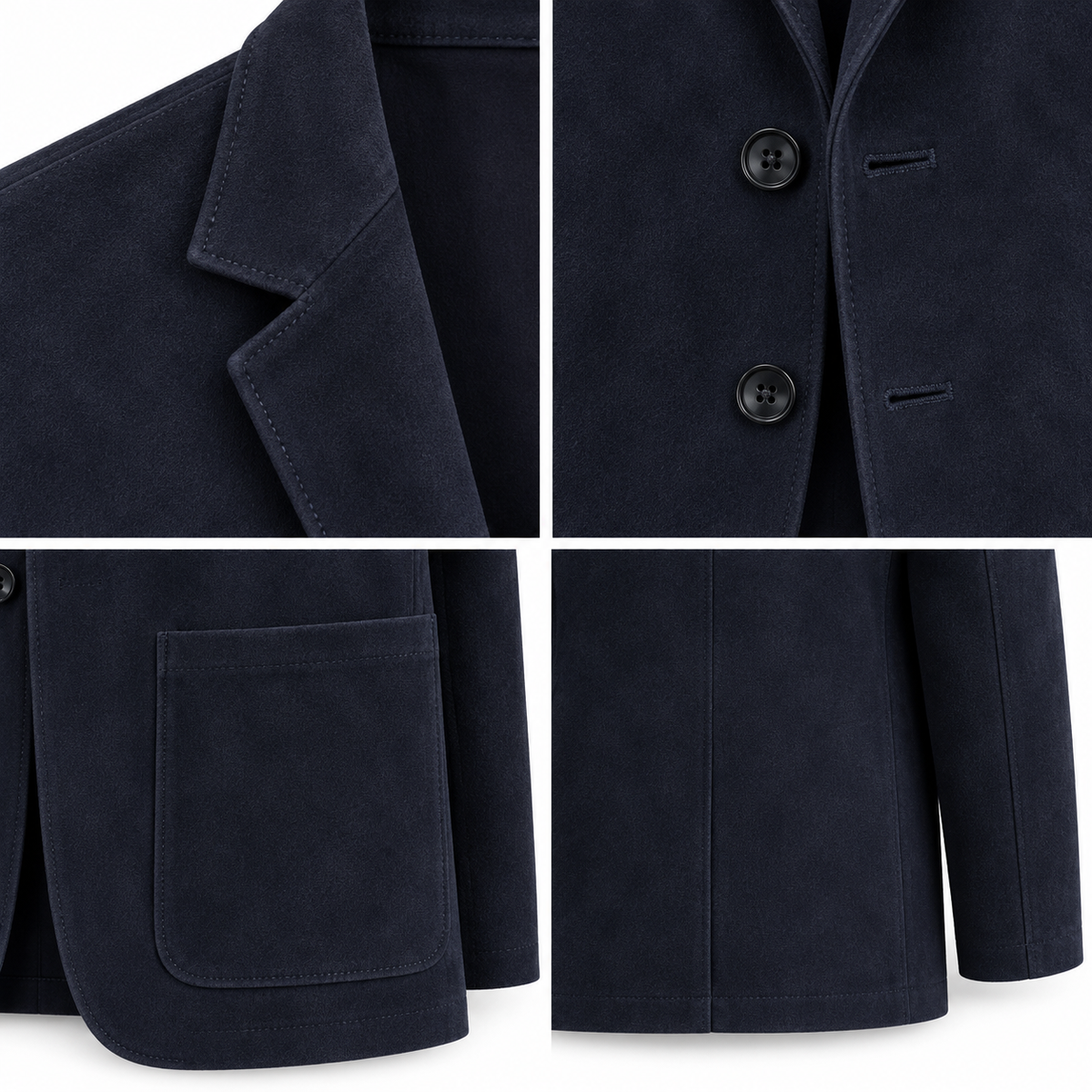 Men Original Navy Blue Suede Premium Leather Blazer