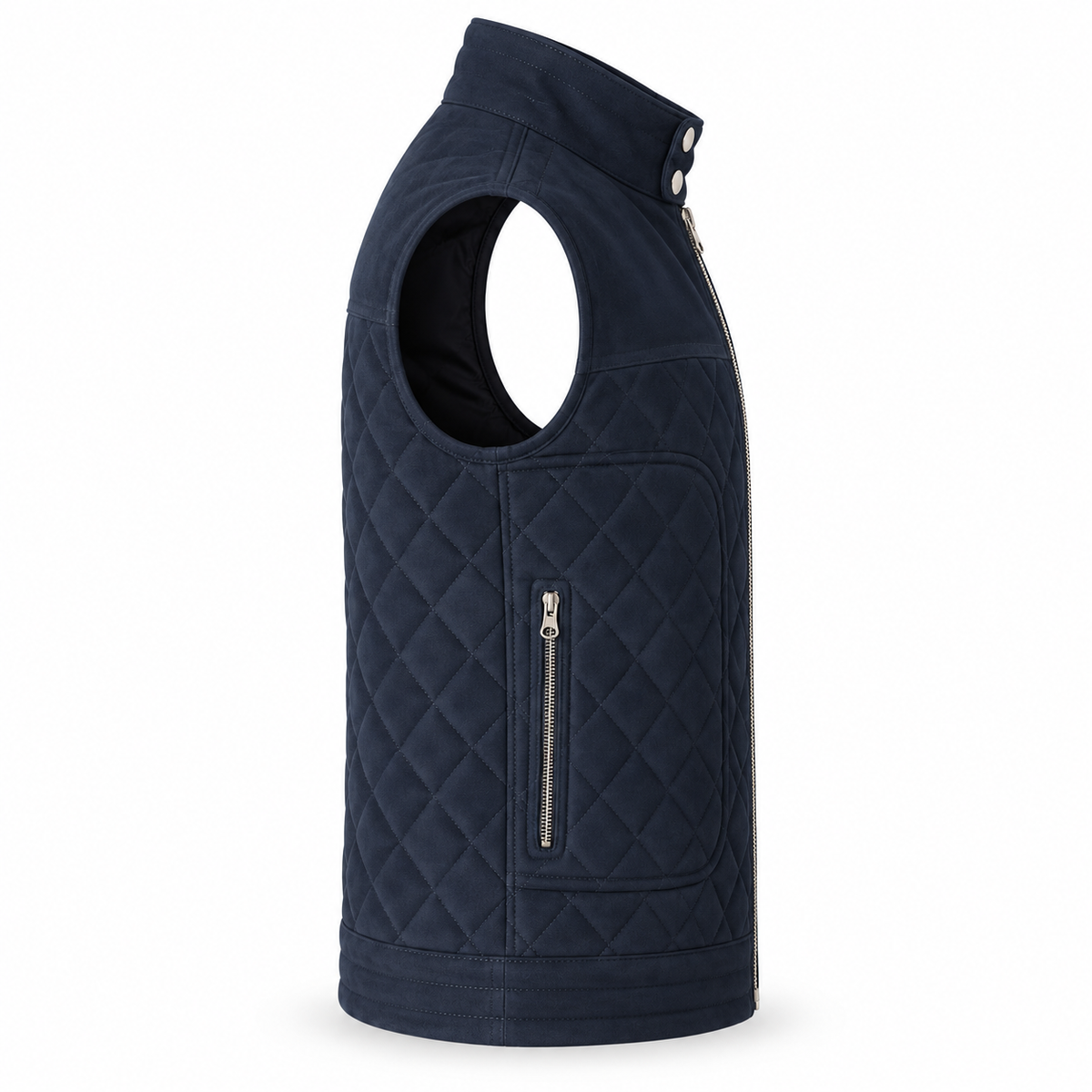 Men's Navy Blue Original Suede Leather Premium Vest Coat