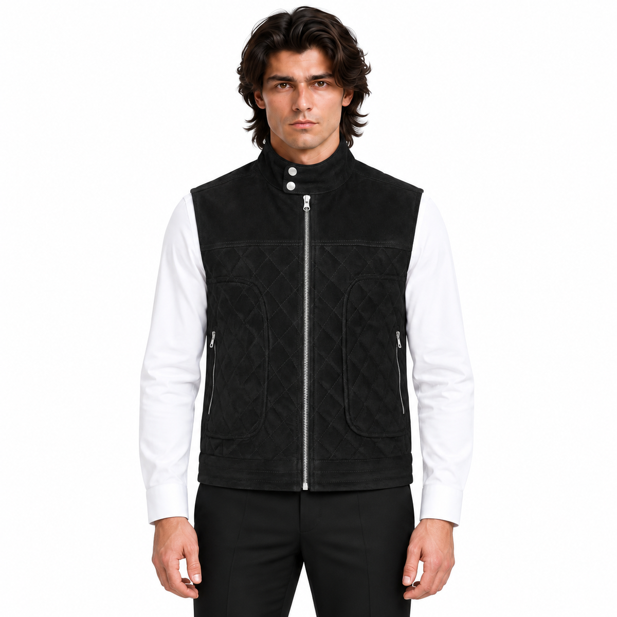 Men's Black Suede Premium Original Leather Vest Coat