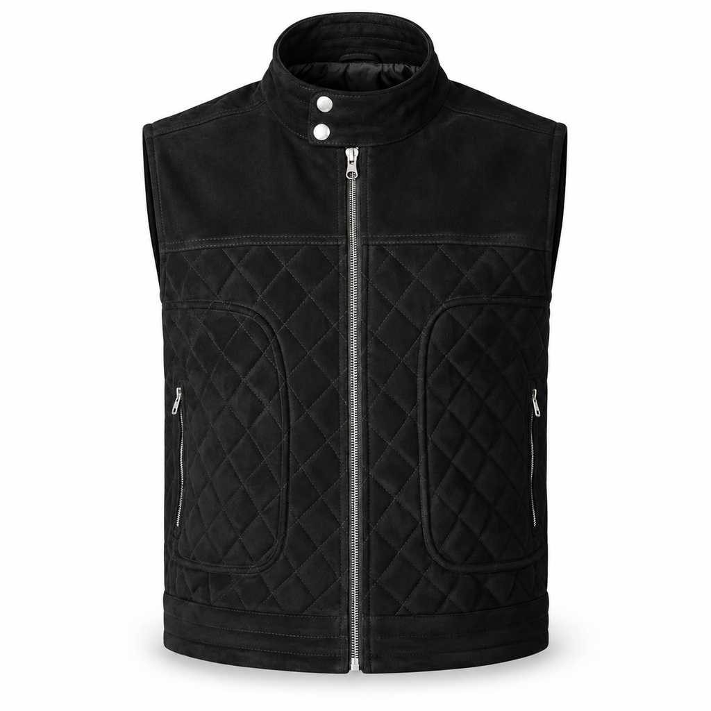 Men's Black Suede Premium Original Leather Vest Coat