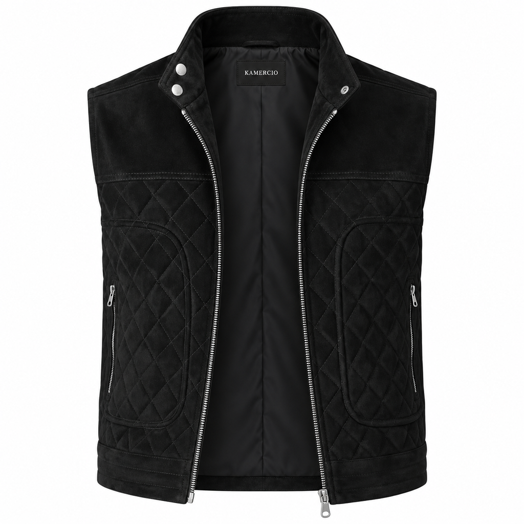 Men's Black Suede Premium Original Leather Vest Coat