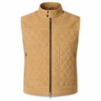 Men's Beige Premium Quilted Zip-Up Original Vest Coat