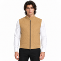 Men's Beige Premium Quilted Zip-Up Original Vest Coat