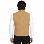 Men's Beige Premium Quilted Zip-Up Original Vest Coat