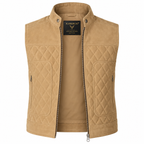 Men's Beige Premium Quilted Zip-Up Original Vest Coat