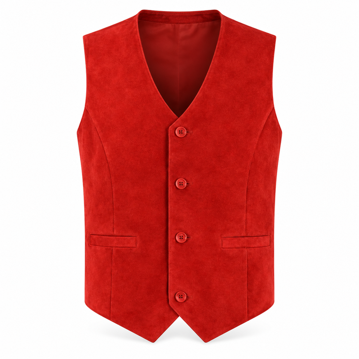 Men's Red Premium Original Suede Genuine Leather Vest Coat